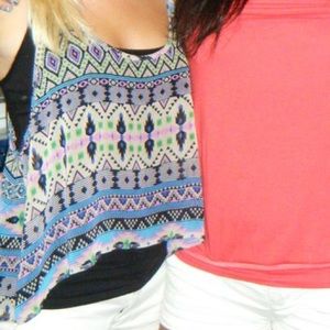 Tribal print crop tank top with long undershirt